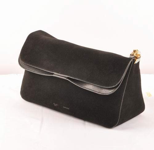 Celine Gourmette Small Bag in Suede Leather - 3078 Black - Click Image to Close